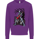Graveyard Rock Guitar Skull Heavy Metal Kids Sweatshirt Jumper Purple