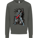 Graveyard Rock Guitar Skull Heavy Metal Kids Sweatshirt Jumper Storm Grey