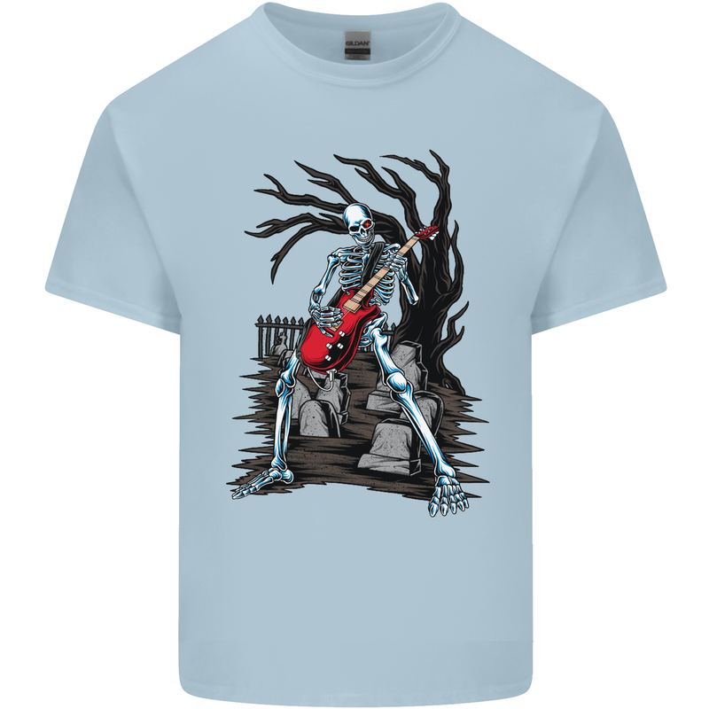 Graveyard Rock Guitar Skull Heavy Metal Kids T-Shirt Childrens Light Blue