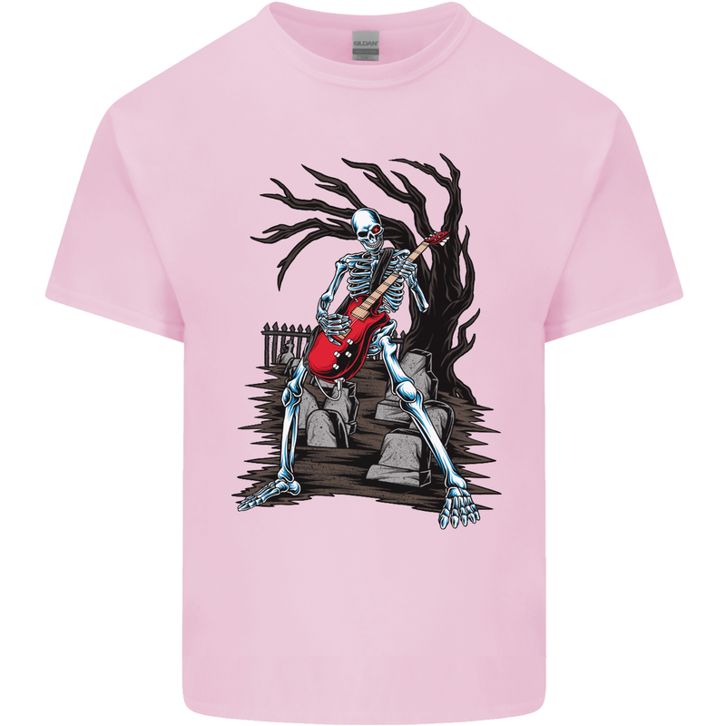 Graveyard Rock Guitar Skull Heavy Metal Kids T-Shirt Childrens Light Pink