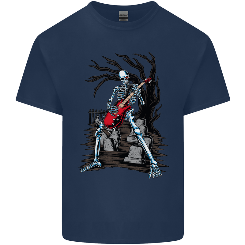 Graveyard Rock Guitar Skull Heavy Metal Kids T-Shirt Childrens Navy Blue