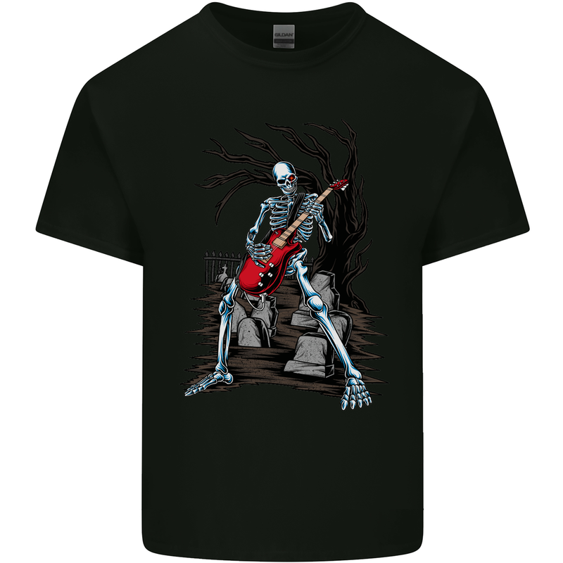 Graveyard Rock Guitar Skull Heavy Metal Mens Cotton T-Shirt Tee Top Black