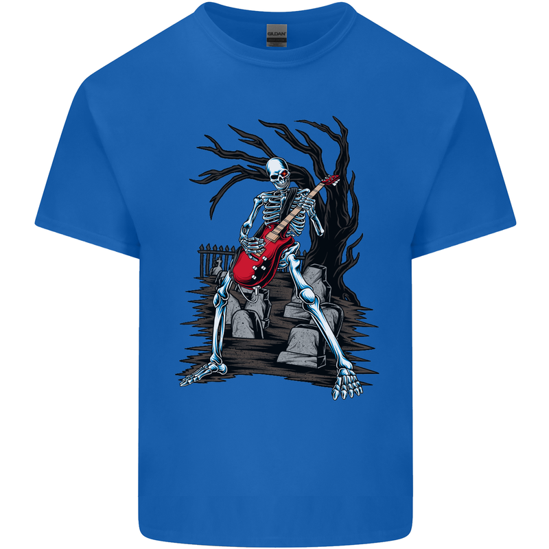 Graveyard Rock Guitar Skull Heavy Metal Mens Cotton T-Shirt Tee Top Royal Blue