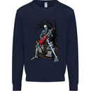 Graveyard Rock Guitar Skull Heavy Metal Mens Sweatshirt Jumper Navy Blue