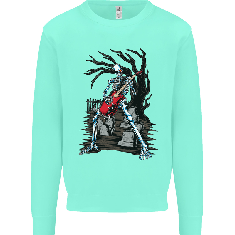 Graveyard Rock Guitar Skull Heavy Metal Mens Sweatshirt Jumper Peppermint