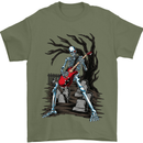Graveyard Rock Guitar Skull Heavy Metal Mens T-Shirt Cotton Gildan Military Green