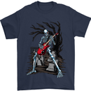 Graveyard Rock Guitar Skull Heavy Metal Mens T-Shirt Cotton Gildan Navy Blue
