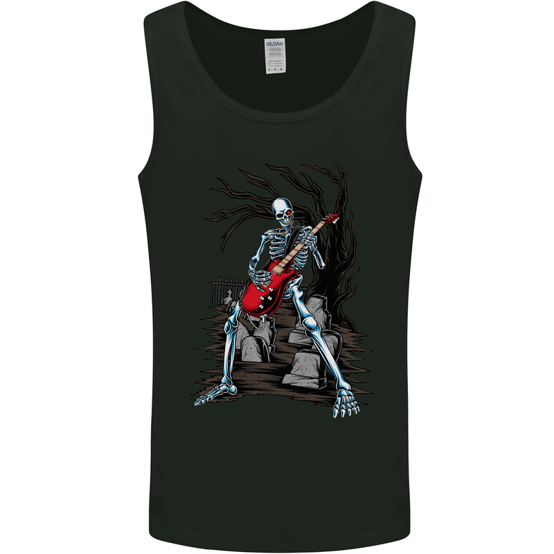 Graveyard Rock Guitar Skull Heavy Metal Mens Vest Tank Top Black