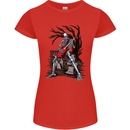 Graveyard Rock Guitar Skull Heavy Metal Womens Petite Cut T-Shirt Red