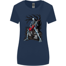 Graveyard Rock Guitar Skull Heavy Metal Womens Wider Cut T-Shirt Navy Blue