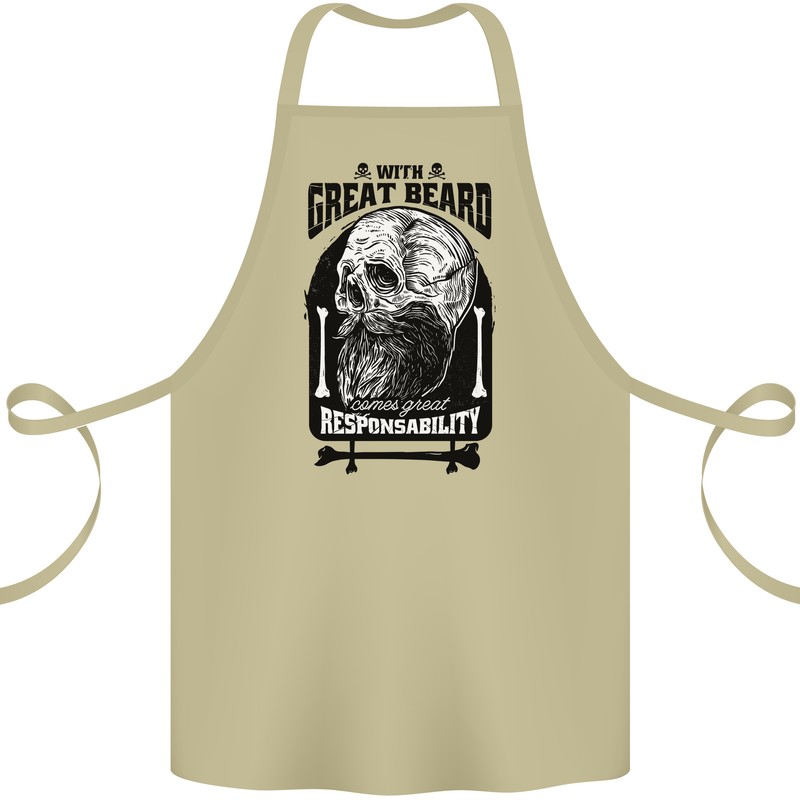 Great Beard Comes Great Responsibility Skull Cotton Apron 100% Organic Khaki