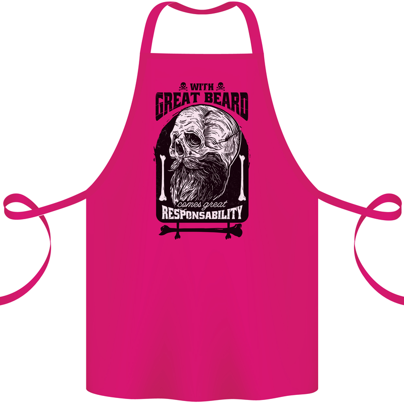 Great Beard Comes Great Responsibility Skull Cotton Apron 100% Organic Pink
