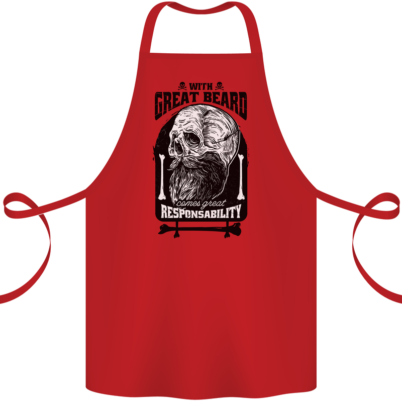 Great Beard Comes Great Responsibility Skull Cotton Apron 100% Organic Red