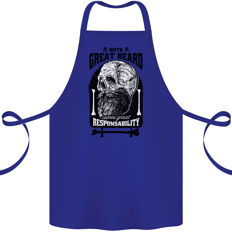Great Beard Comes Great Responsibility Skull Cotton Apron 100% Organic Royal Blue