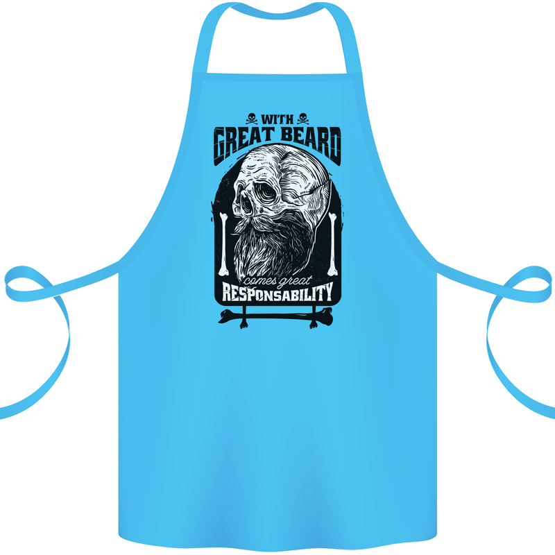 Great Beard Comes Great Responsibility Skull Cotton Apron 100% Organic Turquoise