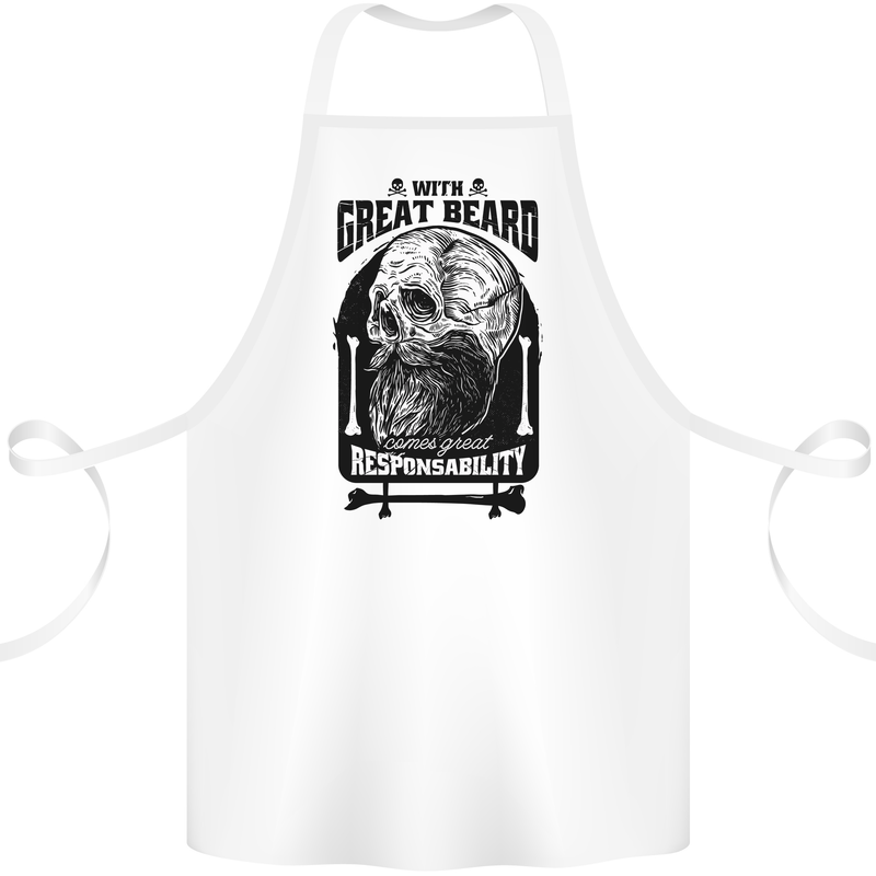 Great Beard Comes Great Responsibility Skull Cotton Apron 100% Organic White