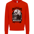 Great Beard Comes Great Responsibility Skull Kids Sweatshirt Jumper Bright Red