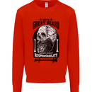 Great Beard Comes Great Responsibility Skull Kids Sweatshirt Jumper Bright Red