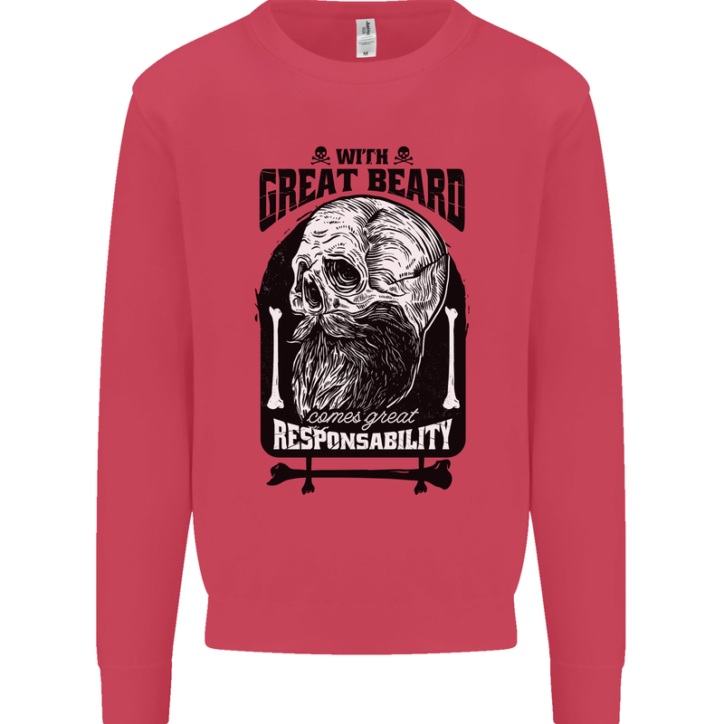 Great Beard Comes Great Responsibility Skull Kids Sweatshirt Jumper Heliconia
