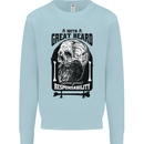 Great Beard Comes Great Responsibility Skull Kids Sweatshirt Jumper Light Blue