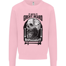 Great Beard Comes Great Responsibility Skull Kids Sweatshirt Jumper Light Pink