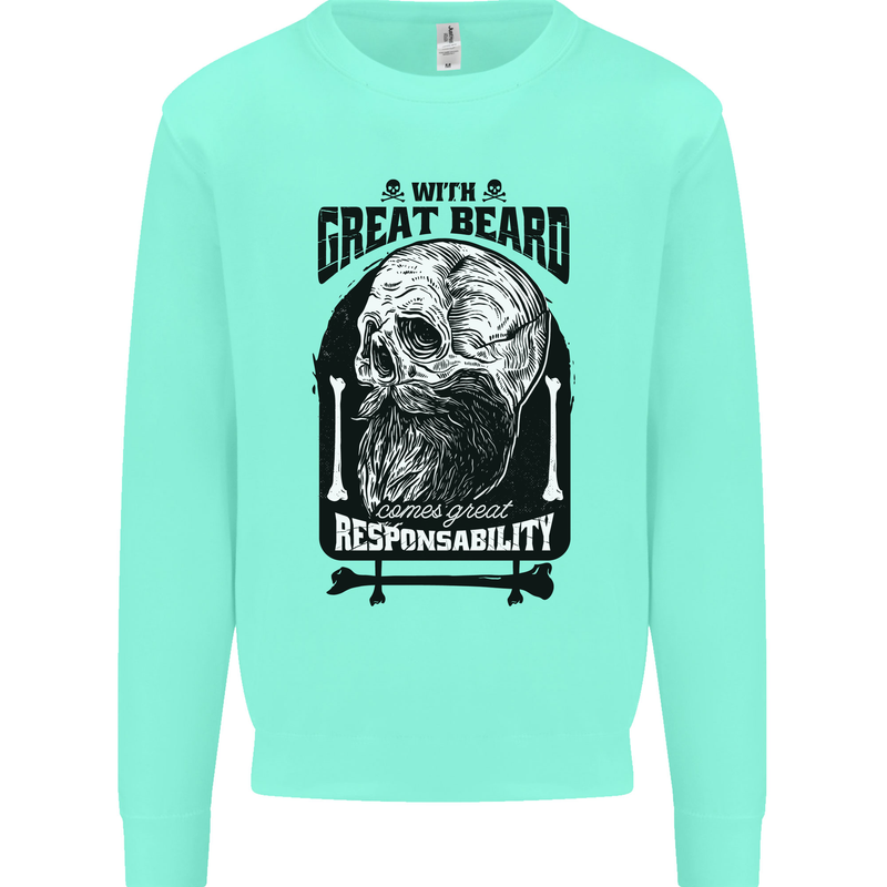Great Beard Comes Great Responsibility Skull Kids Sweatshirt Jumper Peppermint