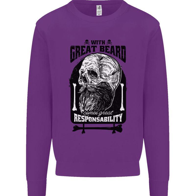 Great Beard Comes Great Responsibility Skull Kids Sweatshirt Jumper Purple