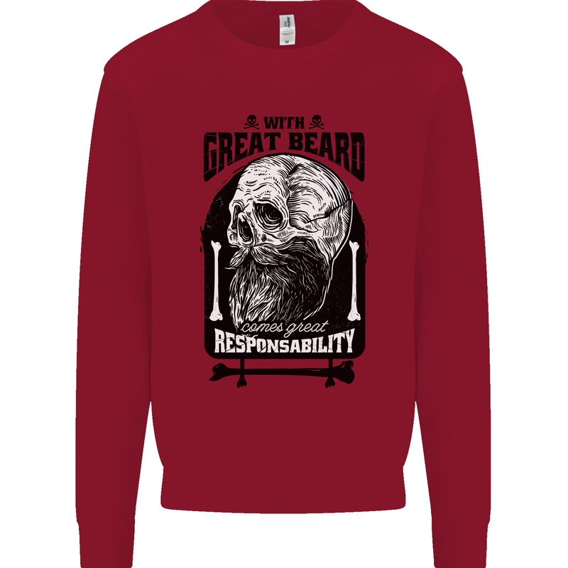 Great Beard Comes Great Responsibility Skull Kids Sweatshirt Jumper Red