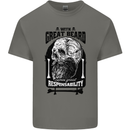 Great Beard Comes Great Responsibility Skull Kids T-Shirt Childrens Charcoal