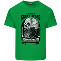 Great Beard Comes Great Responsibility Skull Kids T-Shirt Childrens Irish Green