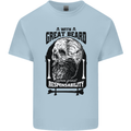 Great Beard Comes Great Responsibility Skull Kids T-Shirt Childrens Light Blue