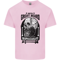 Great Beard Comes Great Responsibility Skull Kids T-Shirt Childrens Light Pink