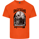 Great Beard Comes Great Responsibility Skull Kids T-Shirt Childrens Orange