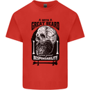 Great Beard Comes Great Responsibility Skull Kids T-Shirt Childrens Red