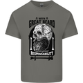 Great Beard Comes Great Responsibility Skull Mens Cotton T-Shirt Tee Top Charcoal