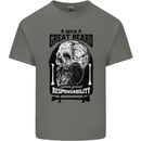 Great Beard Comes Great Responsibility Skull Mens Cotton T-Shirt Tee Top Charcoal