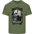 Great Beard Comes Great Responsibility Skull Mens Cotton T-Shirt Tee Top Military Green