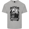 Great Beard Comes Great Responsibility Skull Mens Cotton T-Shirt Tee Top Sports Grey