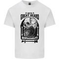 Great Beard Comes Great Responsibility Skull Mens Cotton T-Shirt Tee Top White