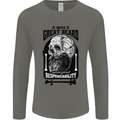 Great Beard Comes Great Responsibility Skull Mens Long Sleeve T-Shirt Charcoal
