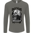 Great Beard Comes Great Responsibility Skull Mens Long Sleeve T-Shirt Charcoal