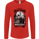 Great Beard Comes Great Responsibility Skull Mens Long Sleeve T-Shirt Red