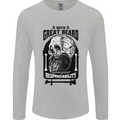 Great Beard Comes Great Responsibility Skull Mens Long Sleeve T-Shirt Sports Grey
