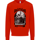Great Beard Comes Great Responsibility Skull Mens Sweatshirt Jumper Bright Red