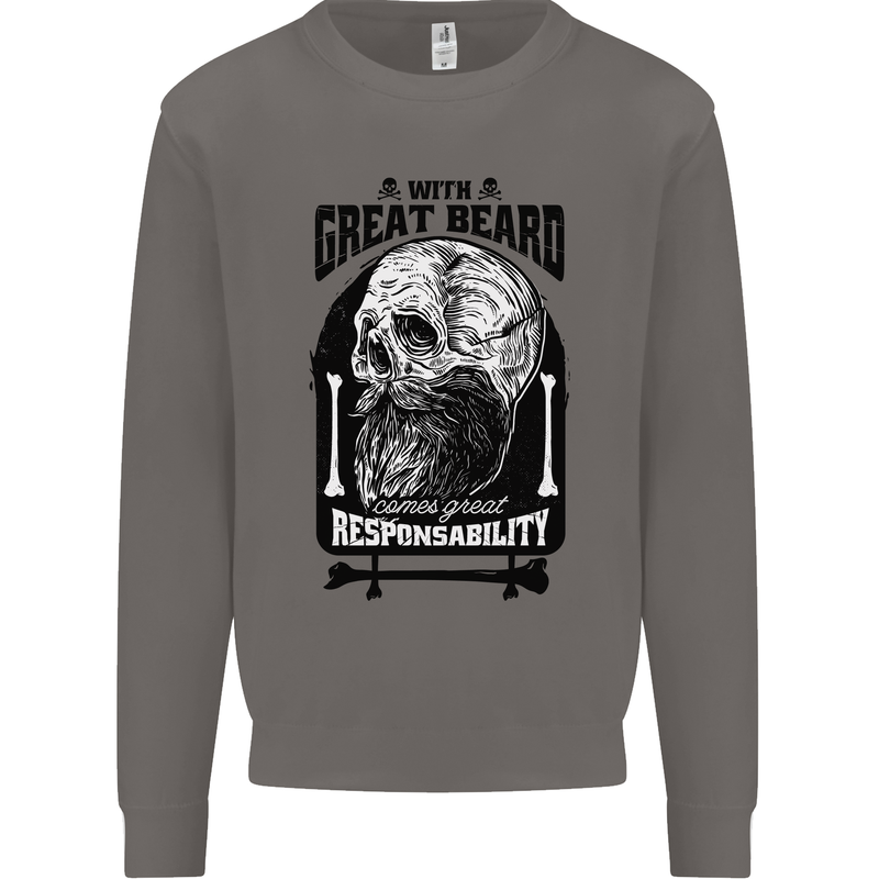 Great Beard Comes Great Responsibility Skull Mens Sweatshirt Jumper Charcoal