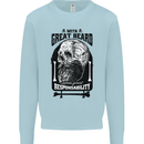 Great Beard Comes Great Responsibility Skull Mens Sweatshirt Jumper Light Blue