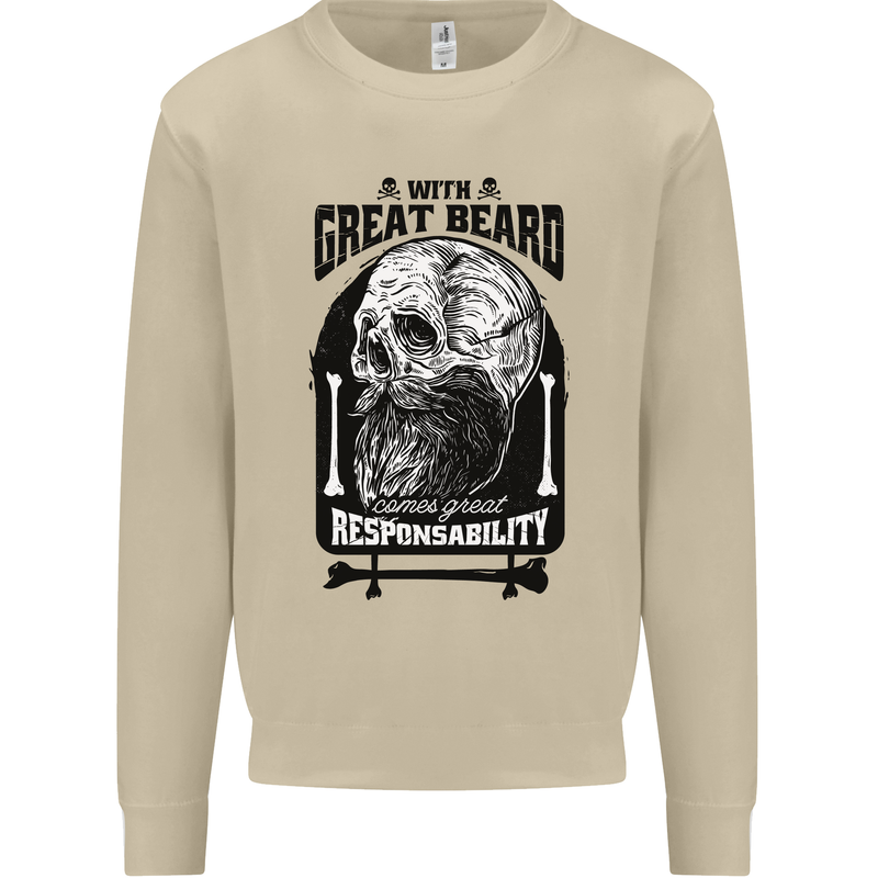 Great Beard Comes Great Responsibility Skull Mens Sweatshirt Jumper Sand