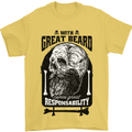 Great Beard Comes Great Responsibility Skull Mens T-Shirt 100% Cotton Yellow