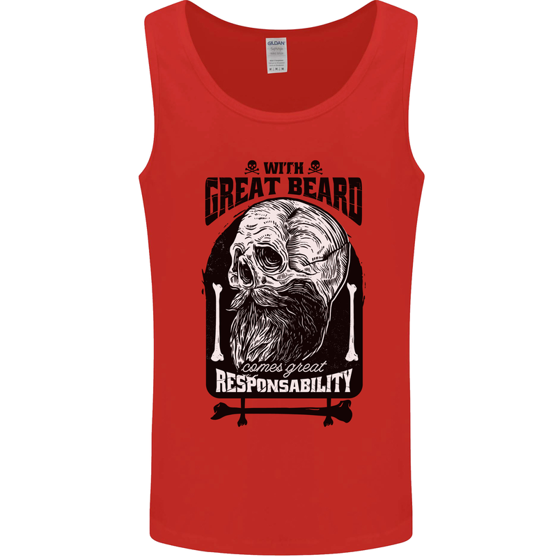 Great Beard Comes Great Responsibility Skull Mens Vest Tank Top Red