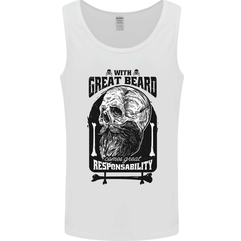 Great Beard Comes Great Responsibility Skull Mens Vest Tank Top White